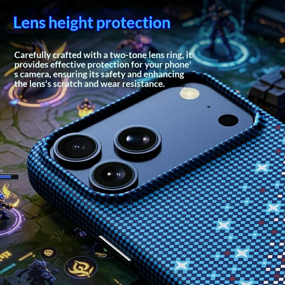For iPhone 17 Pro Max Magnetic Case Pixel Grid Pattern Hard PC Shockproof Phone Cover