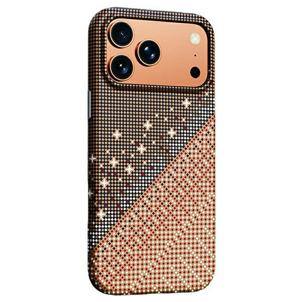 For iPhone 17 Pro Max Magnetic Case Pixel Grid Pattern Hard PC Shockproof Phone Cover