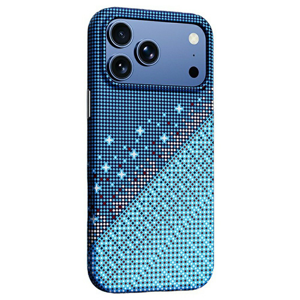 For iPhone 17 Pro Magnetic Case Pixel Grid Pattern Hard PC Shockproof Phone Cover