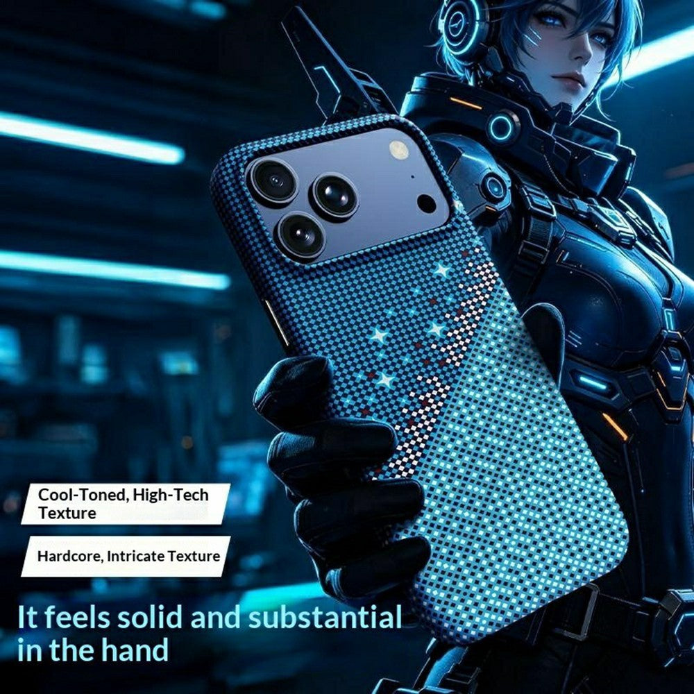 For iPhone 17 Pro Magnetic Case Pixel Grid Pattern Hard PC Shockproof Phone Cover