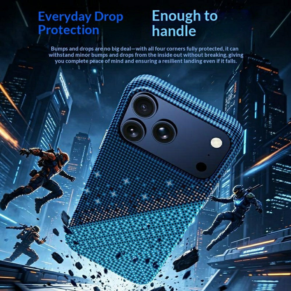 For iPhone 17 Pro Magnetic Case Pixel Grid Pattern Hard PC Shockproof Phone Cover