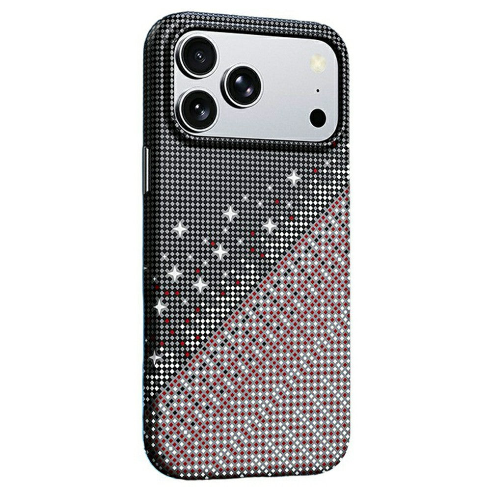 For iPhone 17 Pro Magnetic Case Pixel Grid Pattern Hard PC Shockproof Phone Cover