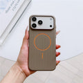 For iPhone 17 Pro Max Magnetic Case Corrugated Texture Hard PC Phone Protective Cover