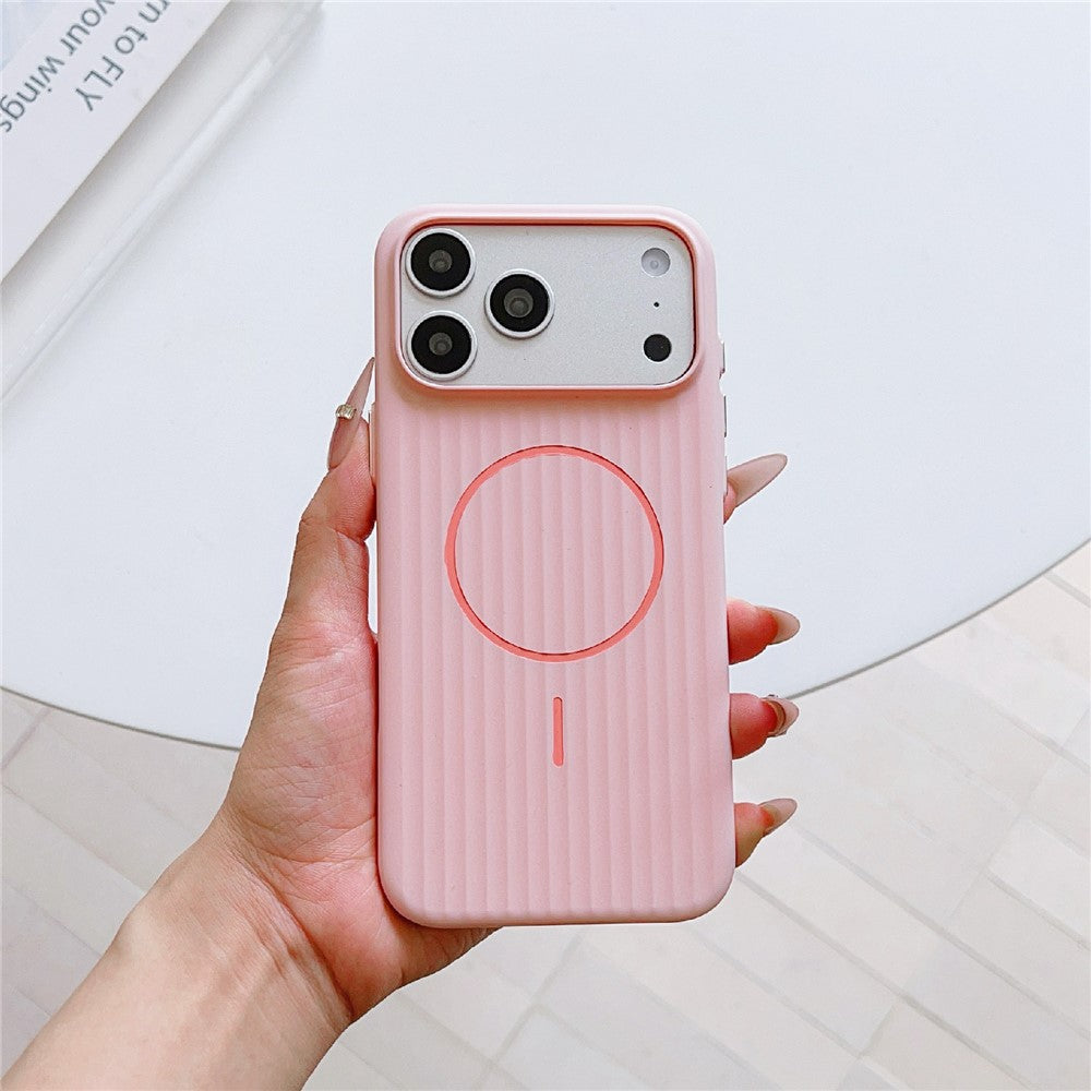 For iPhone 17 Pro Max Magnetic Case Corrugated Texture Hard PC Phone Protective Cover