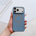 For iPhone 17 Pro Magnetic Case Corrugated Texture Hard PC Phone Protective Cover