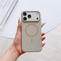 For iPhone 17 Pro Magnetic Case Corrugated Texture Hard PC Phone Protective Cover