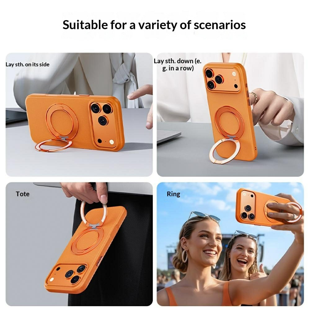 For iPhone 17 Pro Magnetic Case Rotating Kickstand Matte Texture Anti-Fingerprint PC + TPU Shockproof Phone Cover