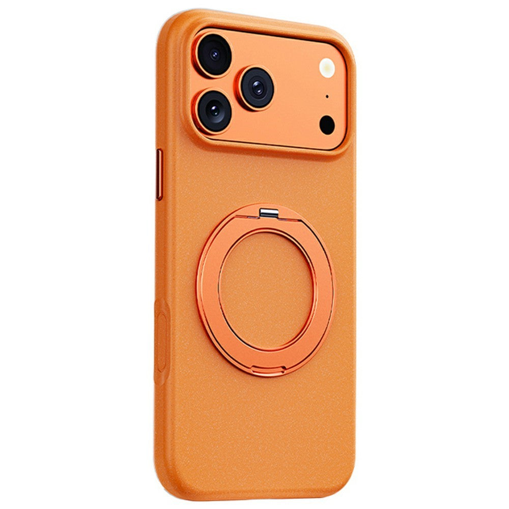 For iPhone 17 Pro Max Magnetic Case Rotating Kickstand Matte Texture Anti-Fingerprint PC + TPU Shockproof Phone Cover