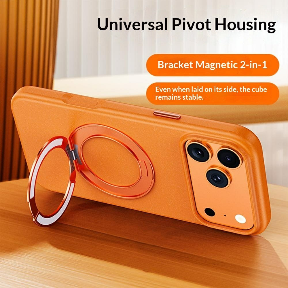 For iPhone 17 Pro Max Magnetic Case Rotating Kickstand Matte Texture Anti-Fingerprint PC + TPU Shockproof Phone Cover