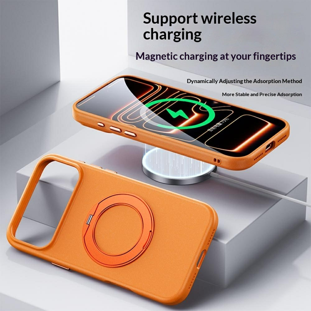 For iPhone 17 Pro Max Magnetic Case Rotating Kickstand Matte Texture Anti-Fingerprint PC + TPU Shockproof Phone Cover