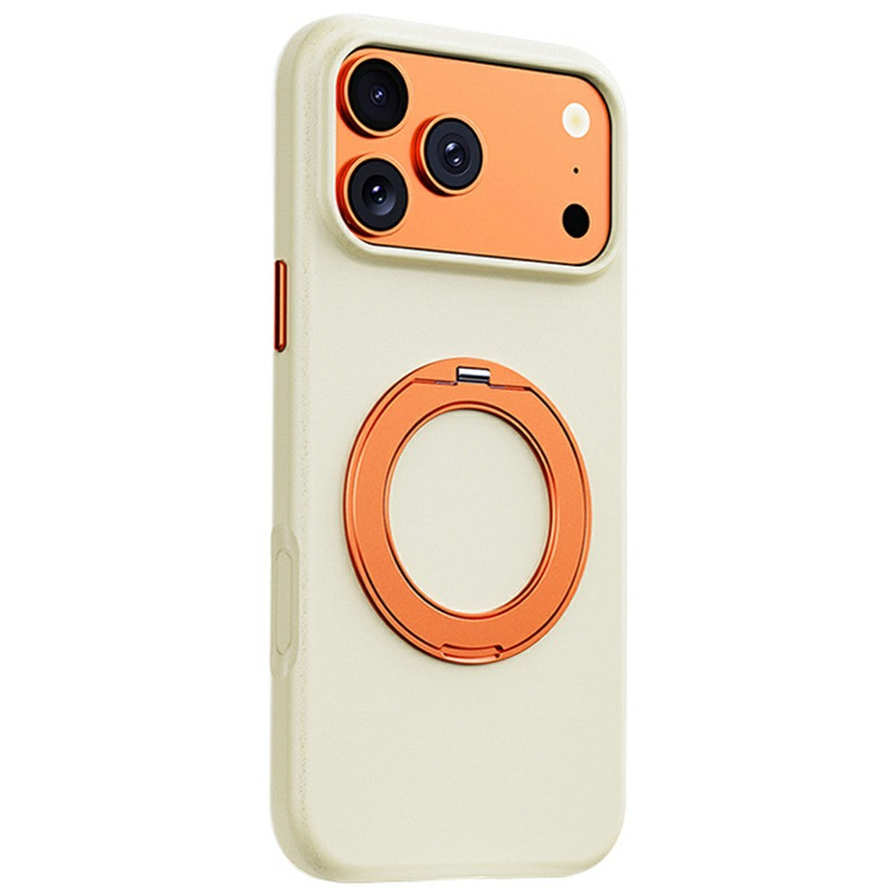 For iPhone 17 Pro Max Magnetic Case Rotating Kickstand Matte Texture Anti-Fingerprint PC + TPU Shockproof Phone Cover