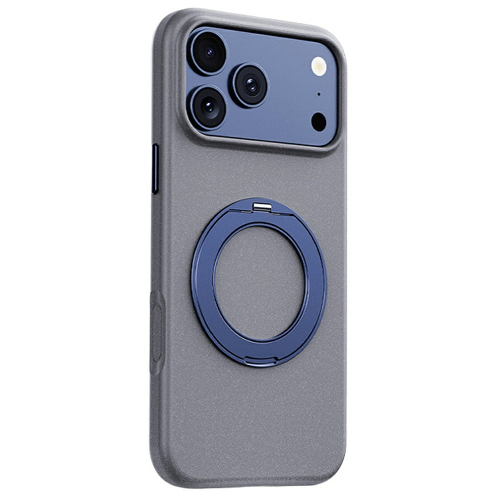 For iPhone 17 Pro Max Magnetic Case Rotating Kickstand Matte Texture Anti-Fingerprint PC + TPU Shockproof Phone Cover
