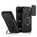 For iPhone 17 Pro Max Case with Slide Lens Cover Rotatable Kickstand Shockproof TPU + PC Phone Shell