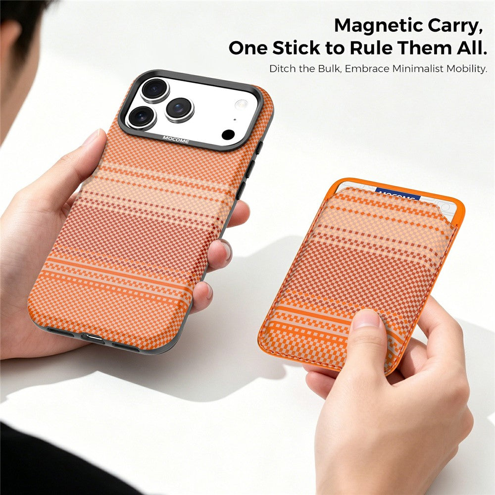 For iPhone 17 Pro Max Magnetic Case Rainbow Gradient Leather Coated TPU + PC Phone Cover with Card Holder