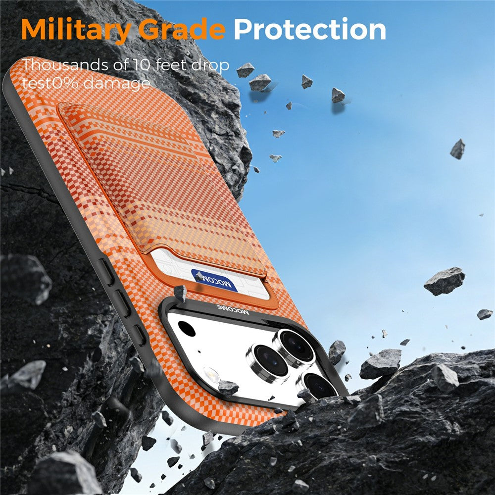 For iPhone 17 Pro Max Magnetic Case Rainbow Gradient Leather Coated TPU + PC Phone Cover with Card Holder