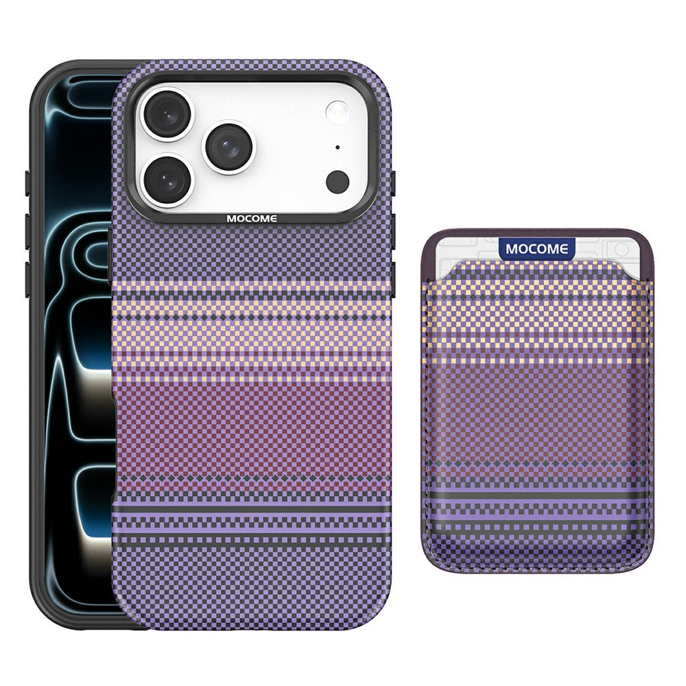 For iPhone 17 Pro Magnetic Case Rainbow Gradient Leather Coated TPU + PC Phone Cover with Card Holder