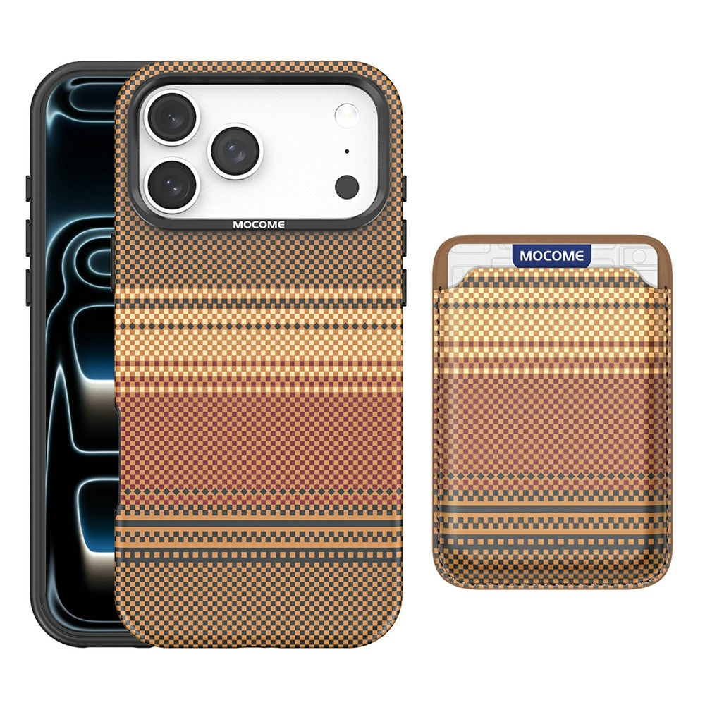 For iPhone 17 Pro Magnetic Case Rainbow Gradient Leather Coated TPU + PC Phone Cover with Card Holder