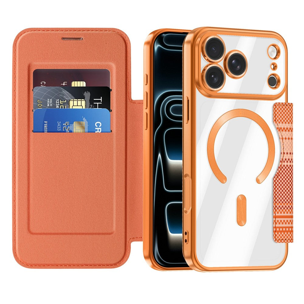 For iPhone 17 Pro Max Magnetic Case RFID Blocking Card Slots Leather Cover