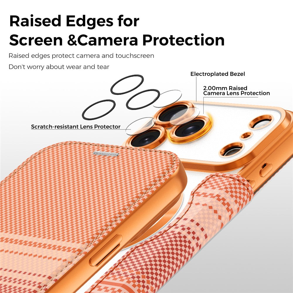 For iPhone 17 Pro Magnetic Case RFID Blocking Card Slots Leather Cover