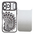 For iPhone 17 Pro Max Case 3D Peacock Electroplating Rhinestone TPU Phone Cover with Glitter Card