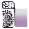 For iPhone 17 Pro Case 3D Peacock Electroplating Rhinestone TPU Phone Cover with Glitter Card