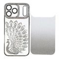 For iPhone 17 Pro Case 3D Peacock Electroplating Rhinestone TPU Phone Cover with Glitter Card