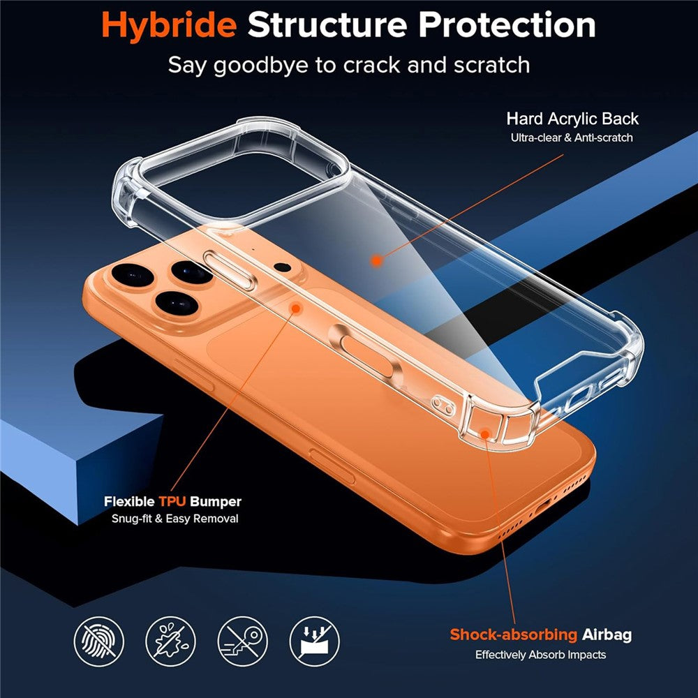 For iPhone 17 Pro Case Military Grade Drop Protection Acrylic + TPU Phone Cover
