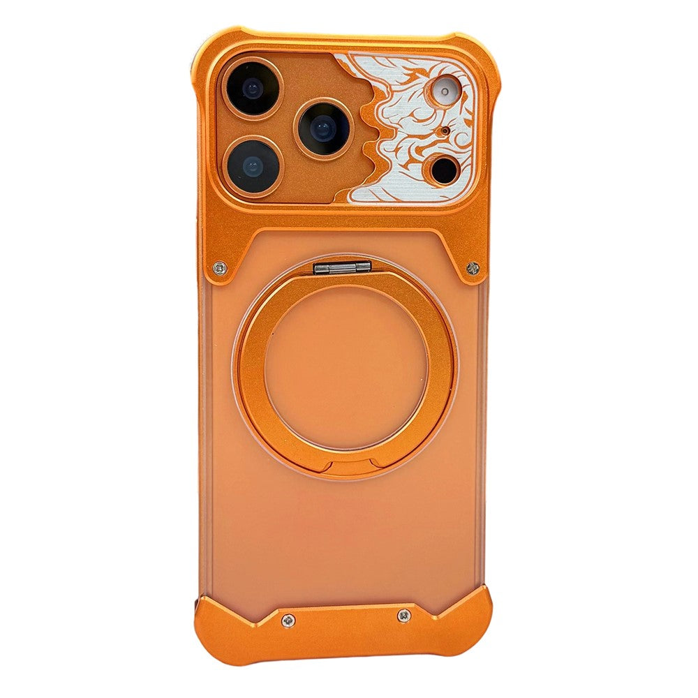 For iPhone 17 Pro Frameless Case Magnetic Kickstand Horse Pattern Translucent Matte PC Phone Cover