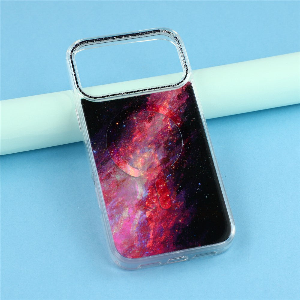 For iPhone 17 Pro Magnetic Case Shell Pattern Gradient PC+TPU Epoxy Phone Cover