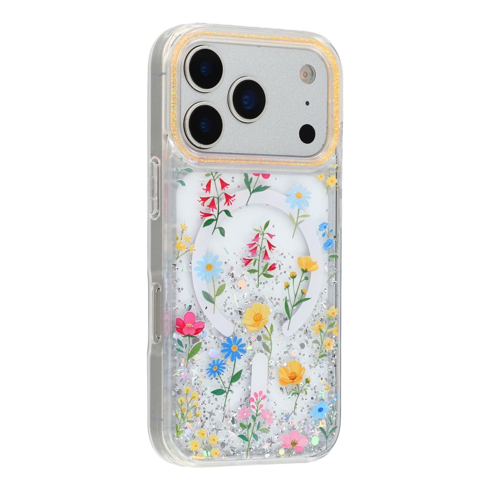 iPhone 17 Pro Glitter Epoxy Floral Case