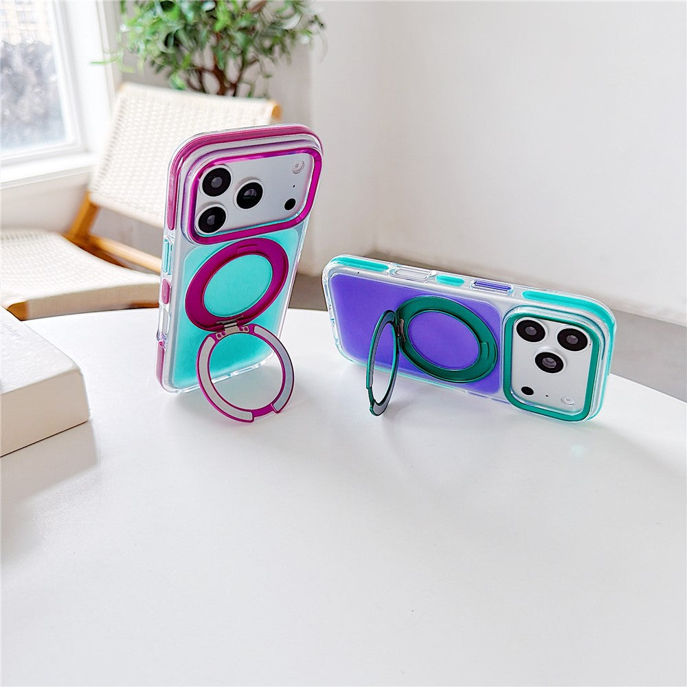 For iPhone 18 Pro Max / 17 Pro Max Case Rotating Kickstand TPU + Acrylic Color Contrast Design Phone Cover