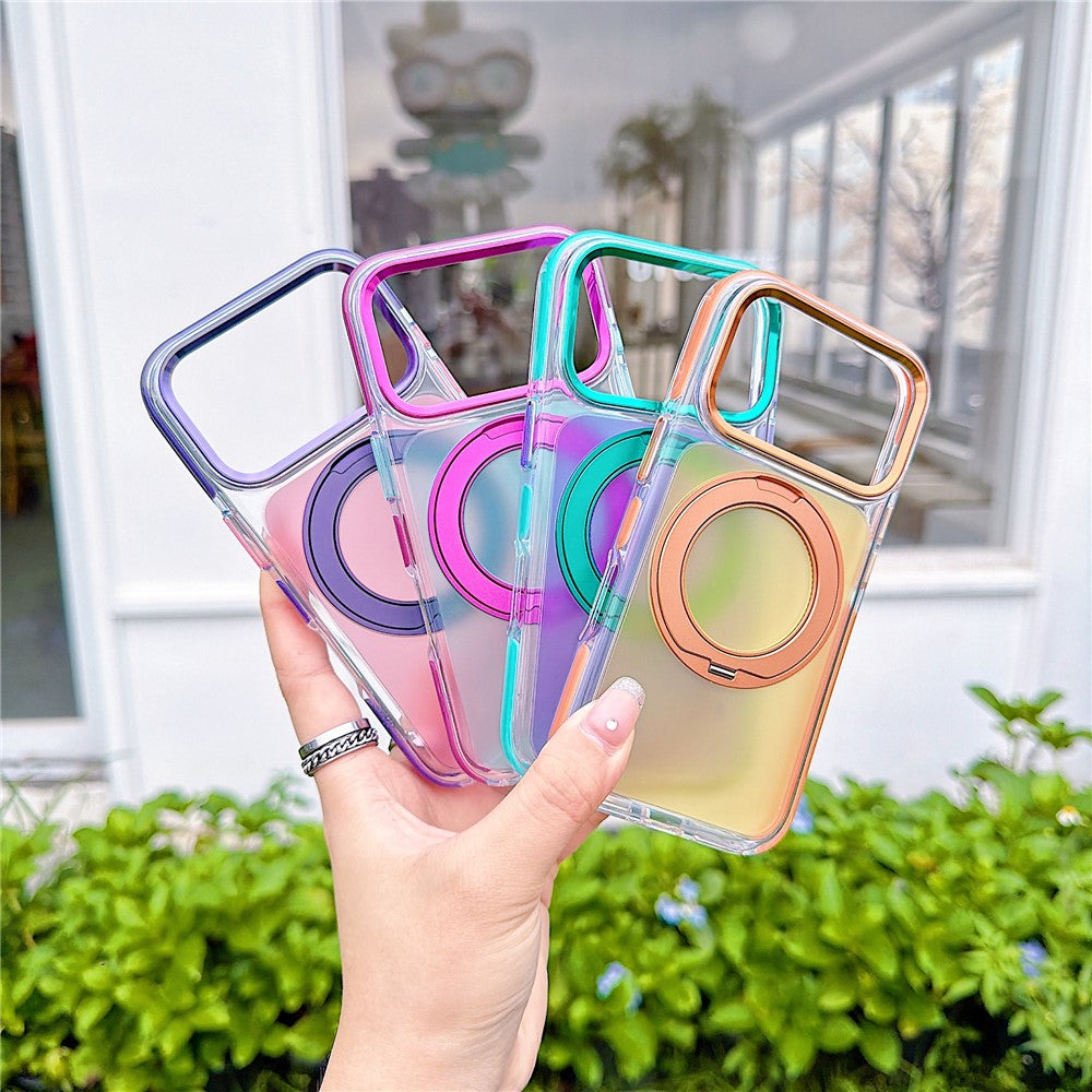 For iPhone 18 Pro Max / 17 Pro Max Case Rotating Kickstand TPU + Acrylic Color Contrast Design Phone Cover
