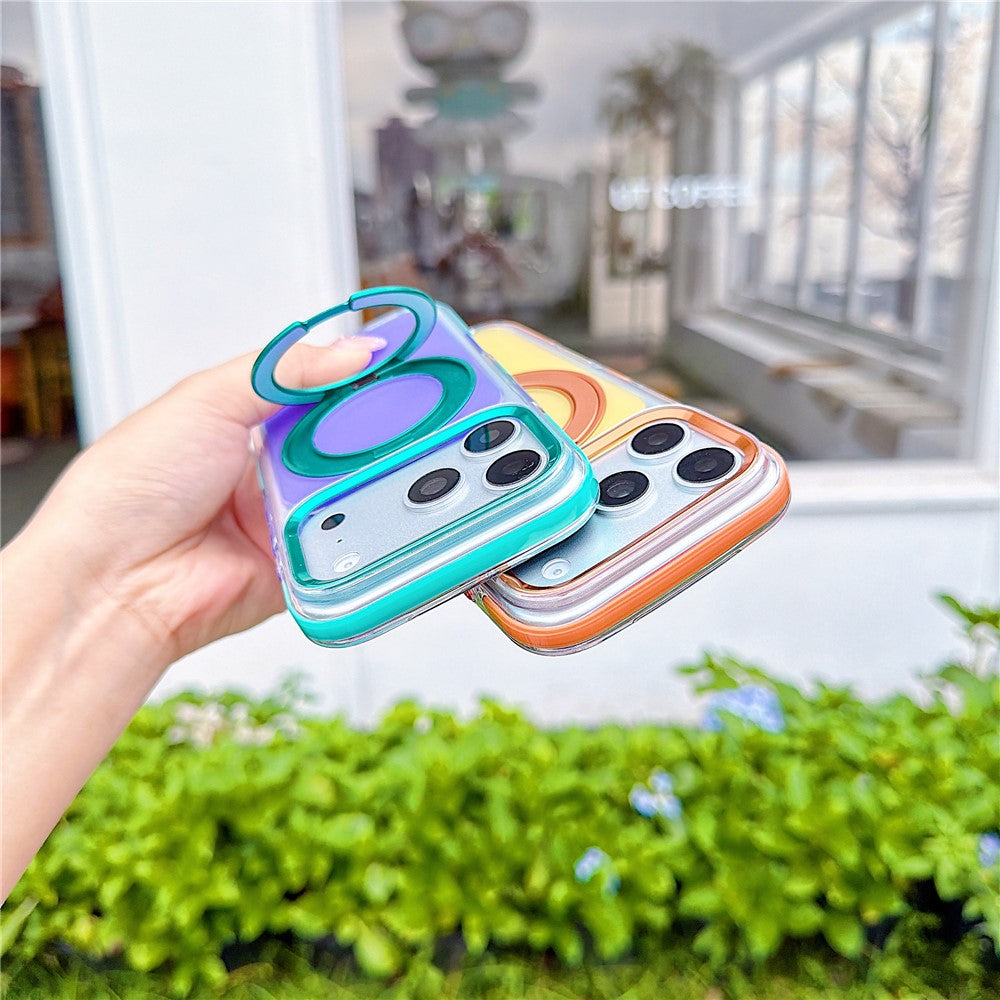 For iPhone 18 Pro / 17 Pro Case Rotating Kickstand TPU + Acrylic Color Contrast Design Phone Cover