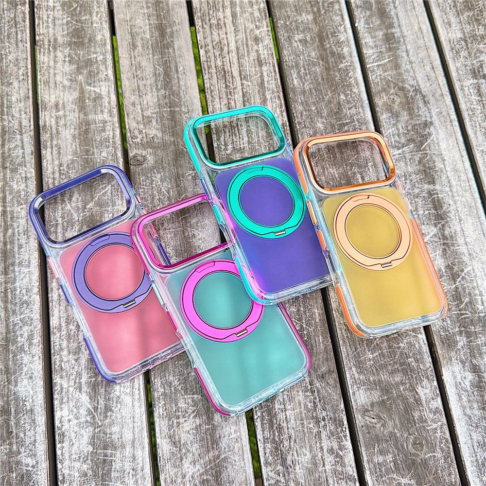For iPhone 18 Pro / 17 Pro Case Rotating Kickstand TPU + Acrylic Color Contrast Design Phone Cover