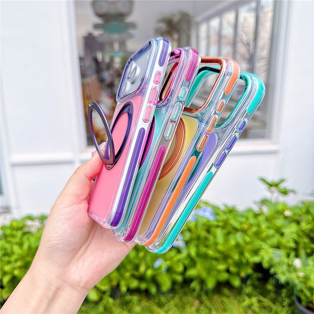 For iPhone 18 Pro / 17 Pro Case Rotating Kickstand TPU + Acrylic Color Contrast Design Phone Cover