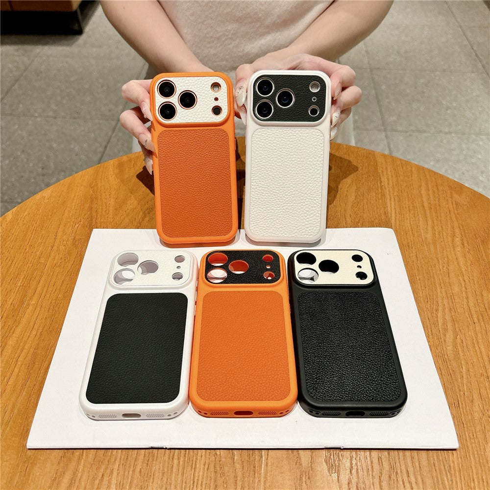 For iPhone 17 Pro Case Litchi Texture Genuine Cow Leather Coated TPU + PC Protective Cover