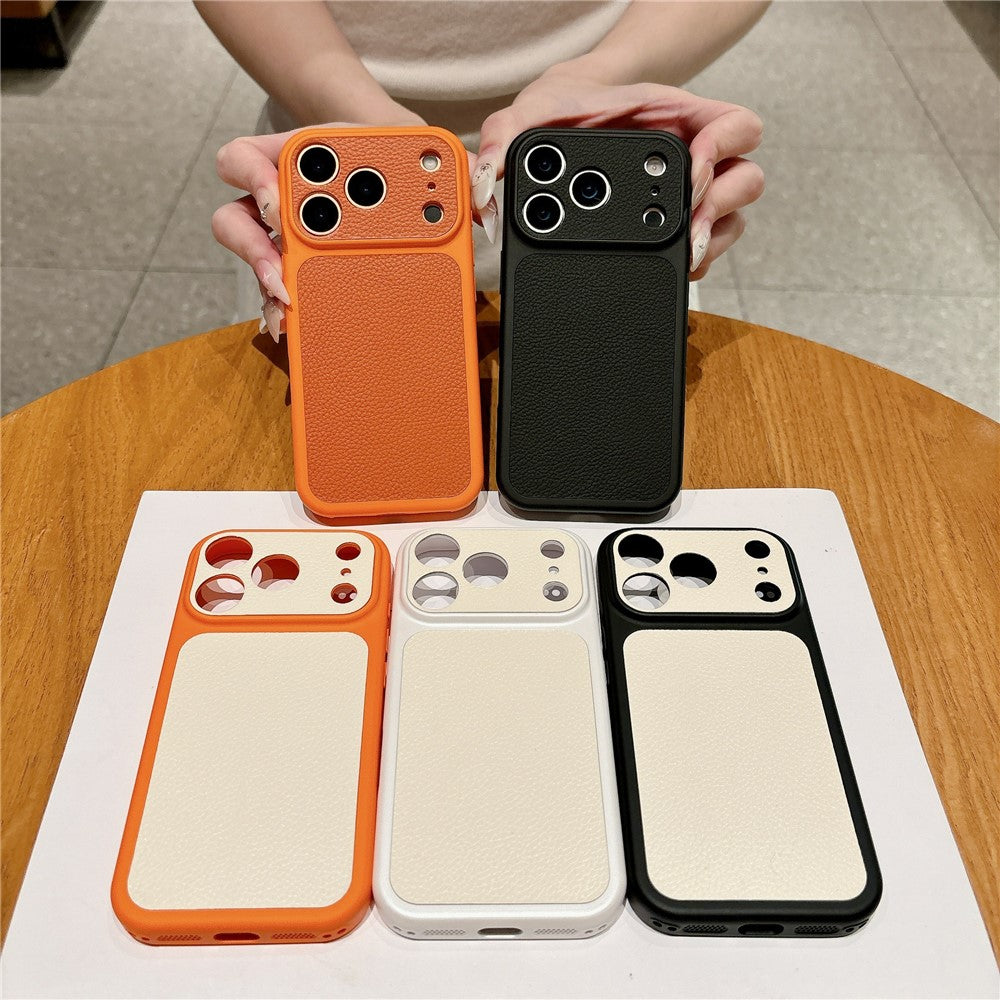 For iPhone 17 Pro Max Case Lychee Texture Genuine Cow Leather Coated TPU + PC Phone Cover