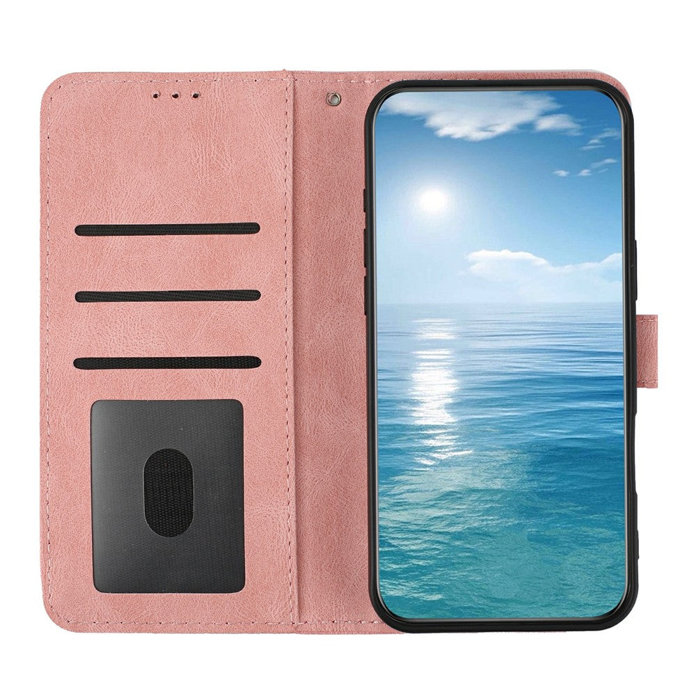 For iPhone 18 Pro / 17 Pro Wallet Case Butterfly Flower Imprint PU Leather Phone Cover with Wrist Strap