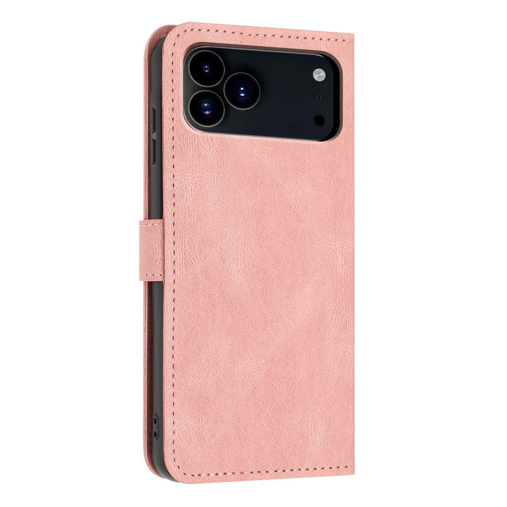 For iPhone 18 Pro / 17 Pro Wallet Case Butterfly Flower Imprint PU Leather Phone Cover with Wrist Strap