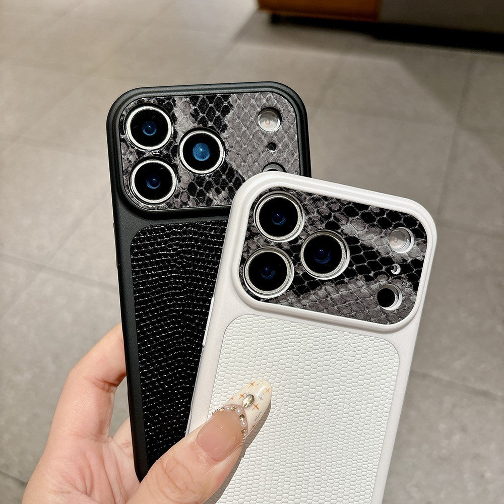 For iPhone 17 Pro Case Lizard Texture Snake Texture Genuine Cow Leather + TPU Protective Cover