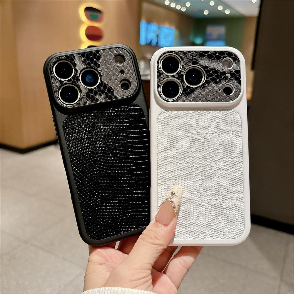 For iPhone 17 Pro Case Lizard Texture Snake Texture Genuine Cow Leather + TPU Protective Cover