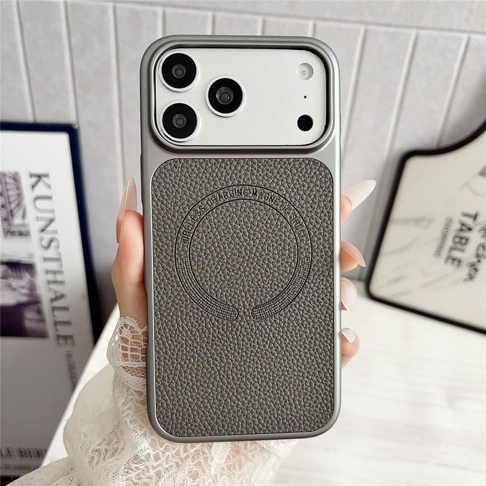 iPhone 17 Pro Max Litchi Texture Leather Magnetic Case