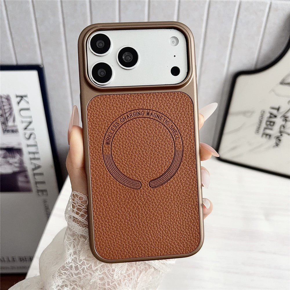 iPhone 17 Pro Litchi Texture Leather Magnetic Case