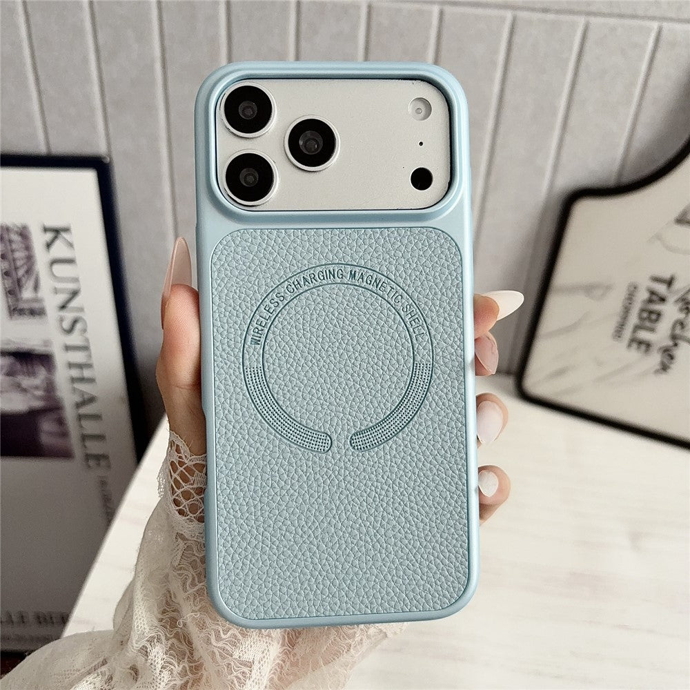 iPhone 17 Pro Litchi Texture Leather Magnetic Case