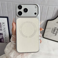 For iPhone 17 Pro Magnetic Case Litchi Texture PU Leather Coated PC + TPU Phone Back Cover