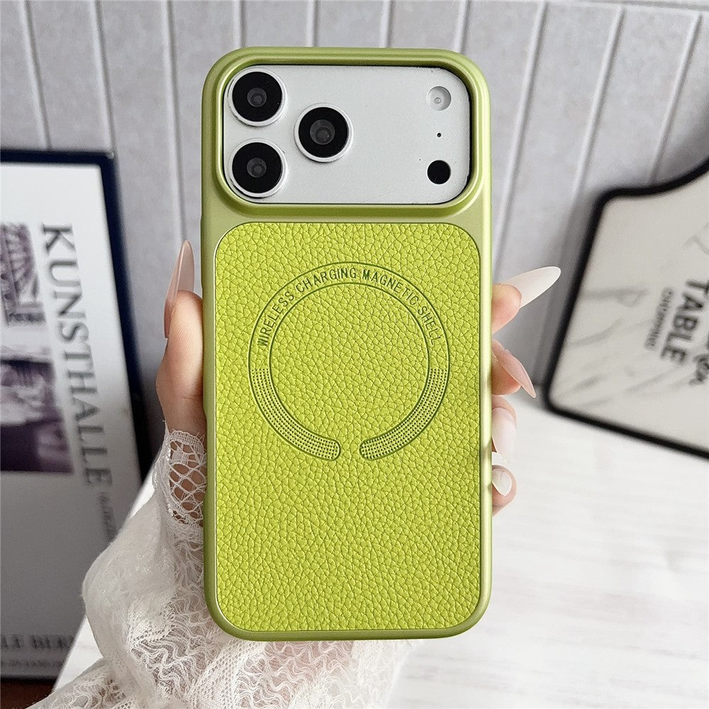 iPhone 17 Pro Litchi Texture Leather Magnetic Case