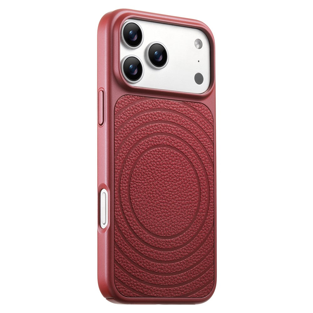 For iPhone 17 Pro Max Magnetic Case Ripple Pattern Leather Coated PC + TPU Shockproof Back Cover