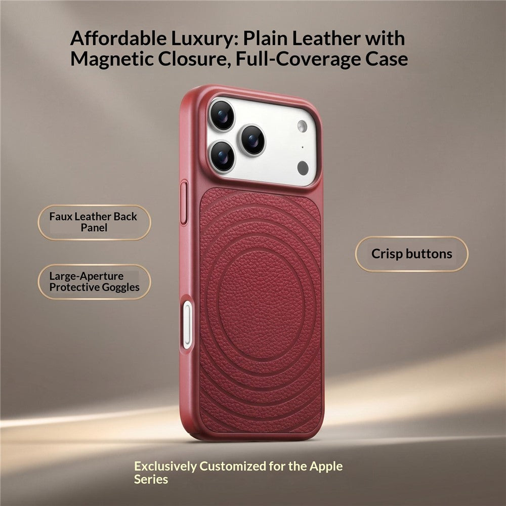For iPhone 17 Pro Max Magnetic Case Ripple Pattern Leather Coated PC + TPU Shockproof Back Cover