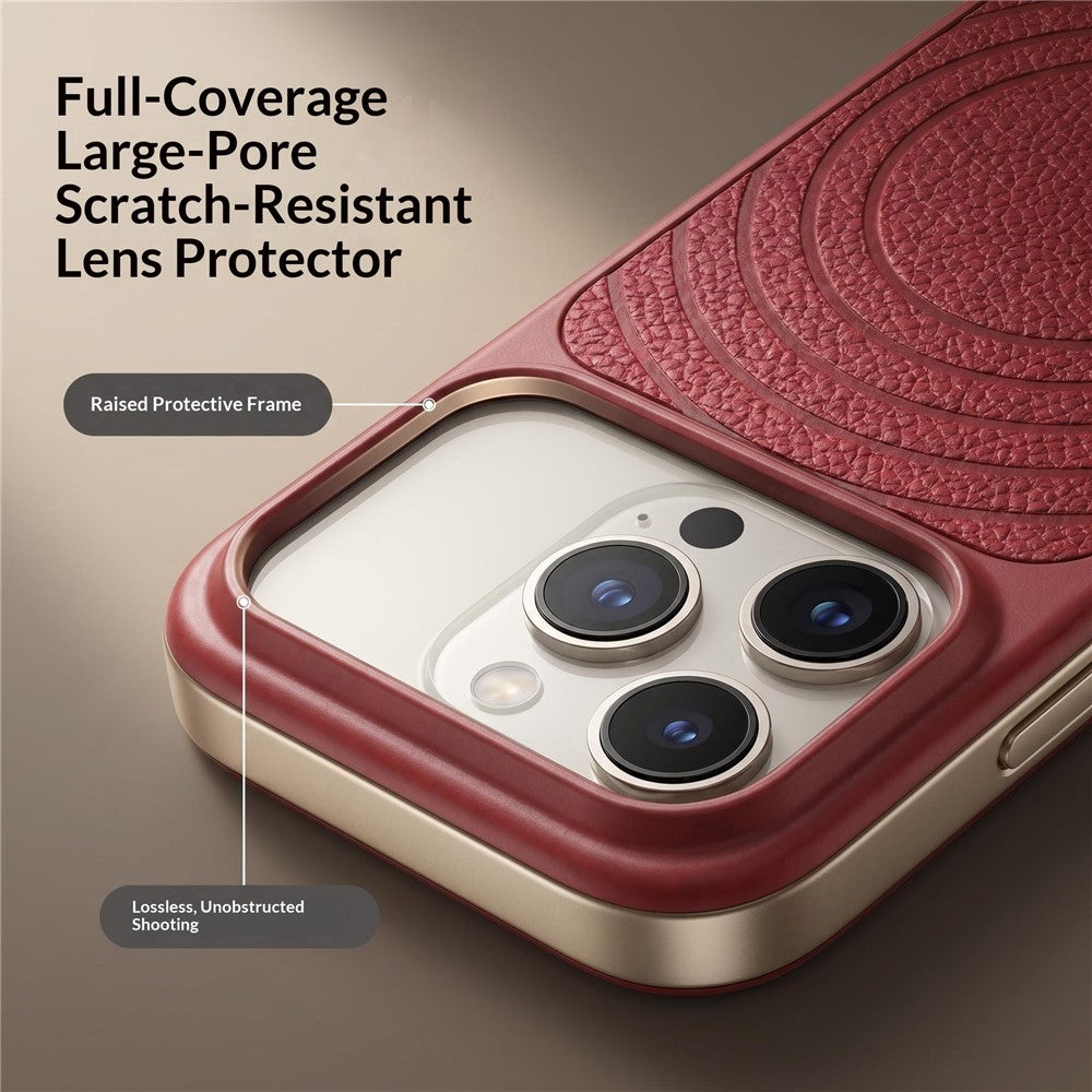 For iPhone 17 Pro Max Magnetic Case Ripple Pattern Leather Coated PC + TPU Shockproof Back Cover