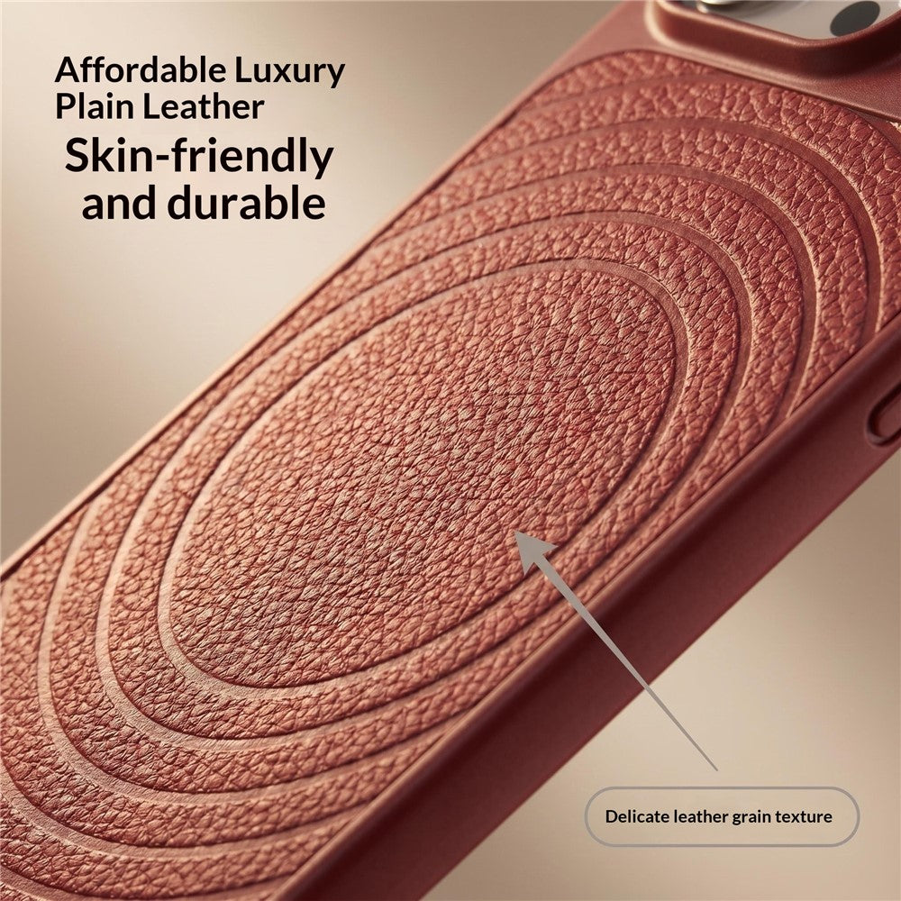 For iPhone 17 Pro Magnetic Case Ripple Pattern Leather Coated PC + TPU Shockproof Back Cover